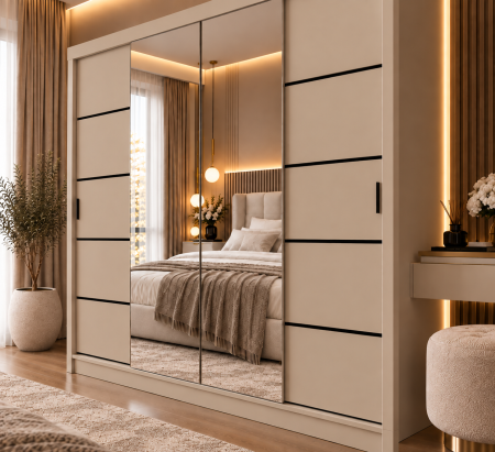 Dressing Viena cu uși glisante Detalii Negre 180x200 [1]