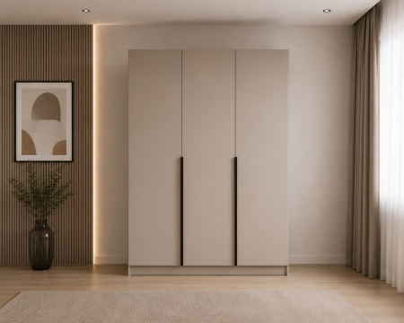 DRESSING/DULAP - Dulap Clasic 3 uși 120x200 cu Detalii Negre