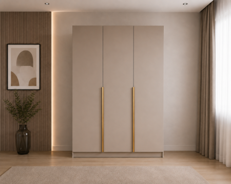 DRESSING/DULAP - Dulap Clasic 3 uși 120x200 cu Detalii Aurii