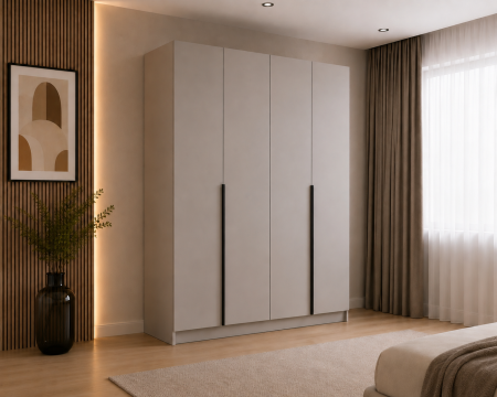DRESSING/DULAP - Dulap Clasic 4 uși 160x200 cu Detalii Negre