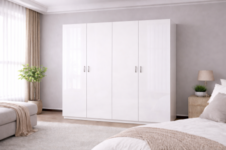 DRESSING/DULAP - Dulap Compact 4 Uși Alb 160 x 50 x 200