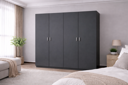 DRESSING/DULAP - Dulap Compact 4 Uși Antracit 160 x 50 x 200