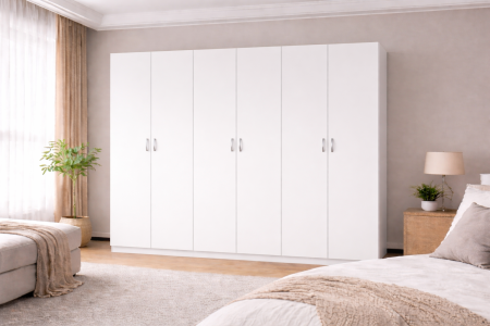 DRESSING/DULAP - Dulap Compact 6 Uși Alb 240 x 50 x 200 cm