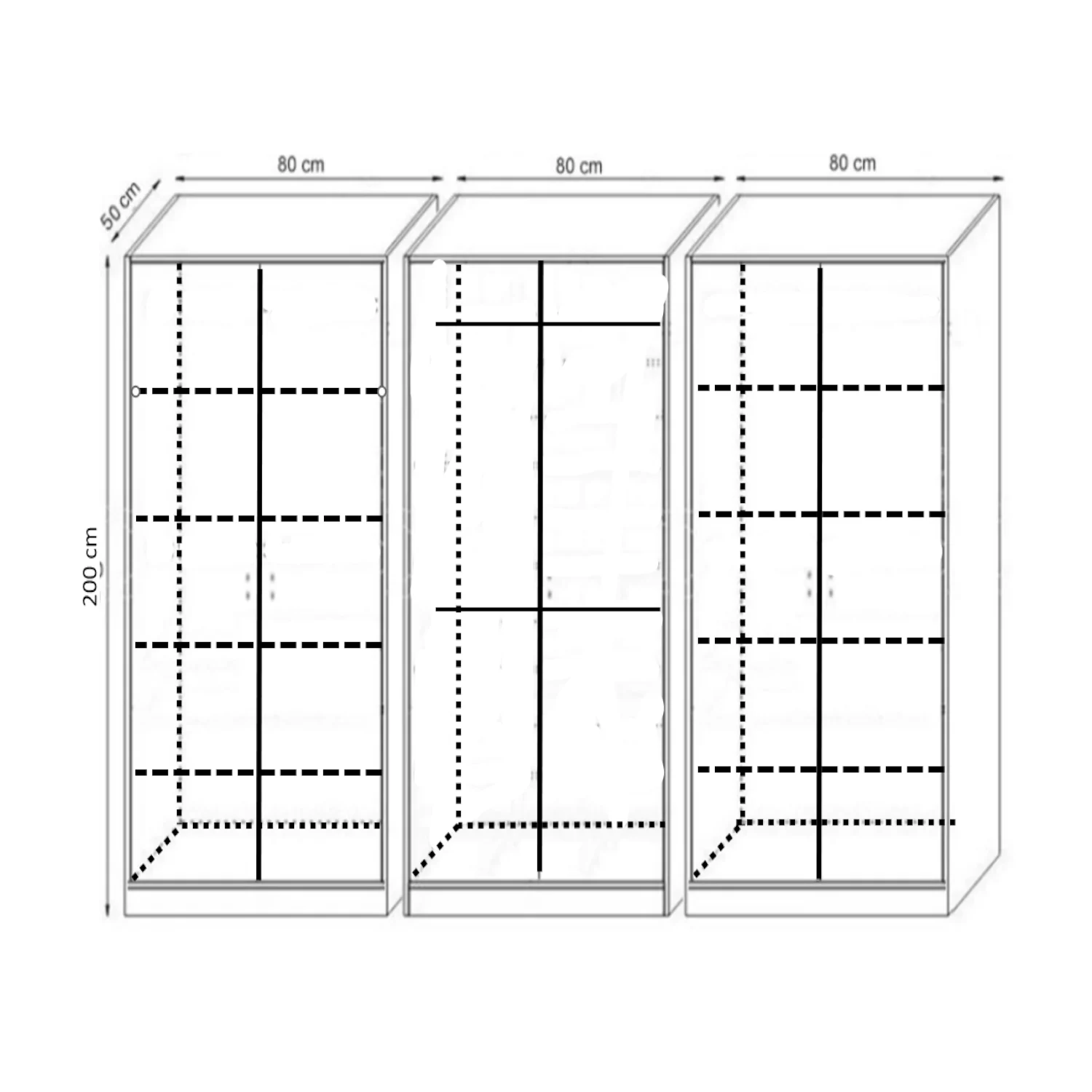 Dulap Compact 6 Uși Alb 240 x 50 x 200 cm [3]