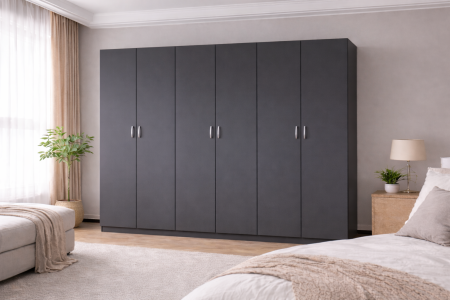 DRESSING/DULAP - Dulap Compact 6 Uși Antracit 240 x 50 x 200 cm