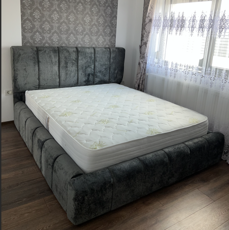 Pat Boucle Tapițat cu Somieră Rabatabilă [4]