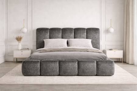 Pat Boucle Tapițat cu Somieră Rabatabilă [1]