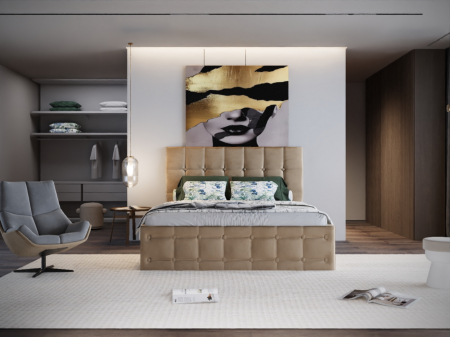 PATURI TAPITATE - Pat Regal Tapitat Bej fara Saltea 180x200