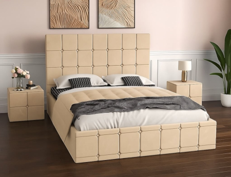 Set Pat Regal cu Noptiere Tapițate 180x200