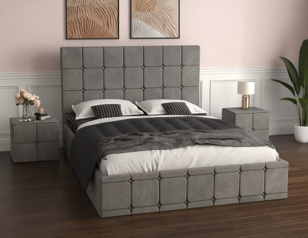 Set Pat Regal cu Noptiere Tapițate 180x200