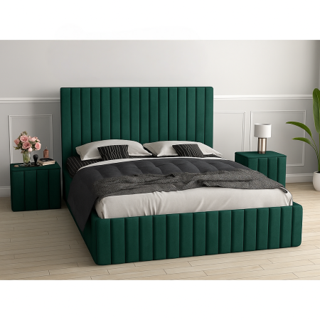 Set Pat Cairo Cu Noptiere Tapițate 140X200 SET PAT CU NOPTIERE - Set Pat Cairo Cu Noptiere Tapițate 140X200