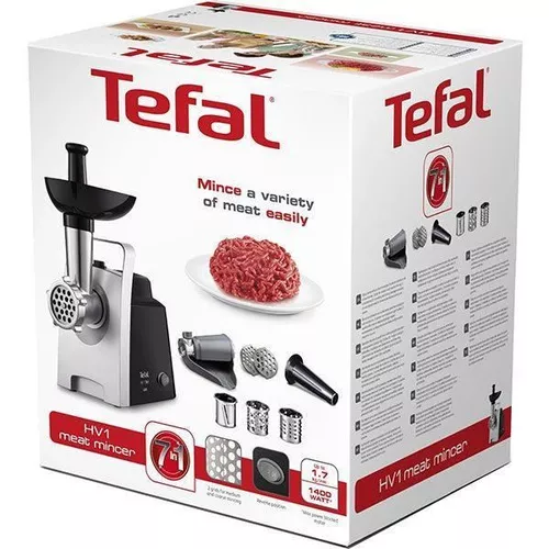 Meat Mincer Tefal NE109838Putere:  1400 WMaterialul carcasei:  Plastic Capacitatea de mărunșire :  1,7 kg/mFuncție reversAccesoriu pentru cârnațiStorcător pentru fructe și legume [6]