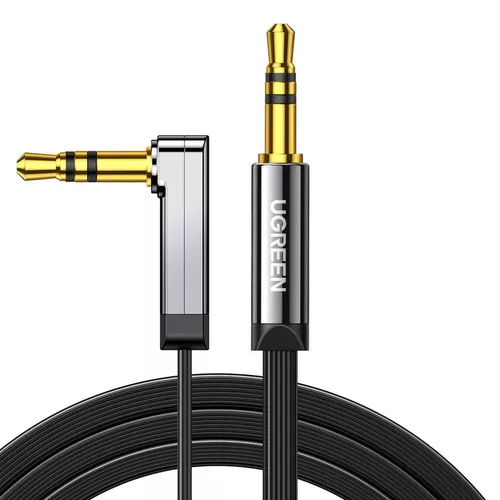 UGREEN Cable AUX 3.5mm to 3.5mm 90° 1M Flat AV119, Silver [1]