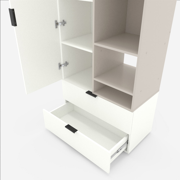 Dulap cu uși batante Nex Home A001R, 800x420x2300 mm, PAL, Cashmere/White Snow – eleganță modernă și spațiu generos [3]