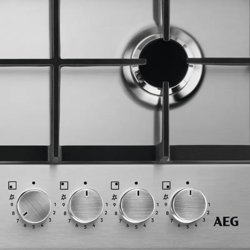 Встраиваемая Газовая Варочная Панель AEG HGB64420SM, Инокс с WOK-Конфоркой и 9 Уровнями Мощности [5]