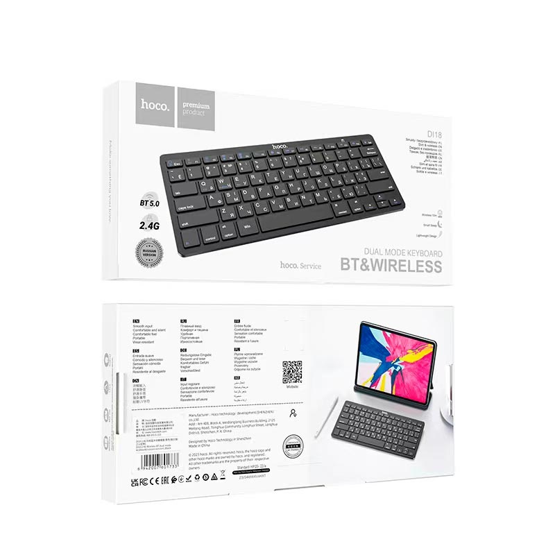 Tastatură wireless DI18 dual mode – 2.4G + Bluetooth, layout rusă [3]