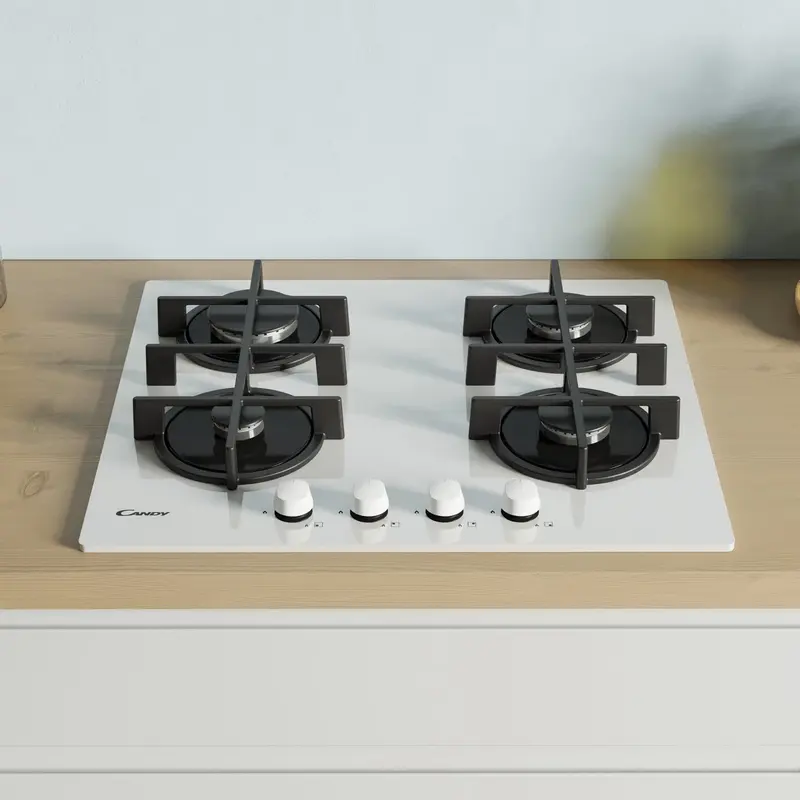 Встраиваемая Газовая Варочная Панель Candy CVG6WW, Белое Стекло с Функцией Поддержания Тепла [3]