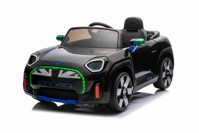Аккумуляторная машинка MINI Cooper (чёрный), модель JJ1688/2 — кожаное сиденье, 12V7Ah, Bluetooth, 4 мотора, пульт, мягкие колёса EVA [1]
