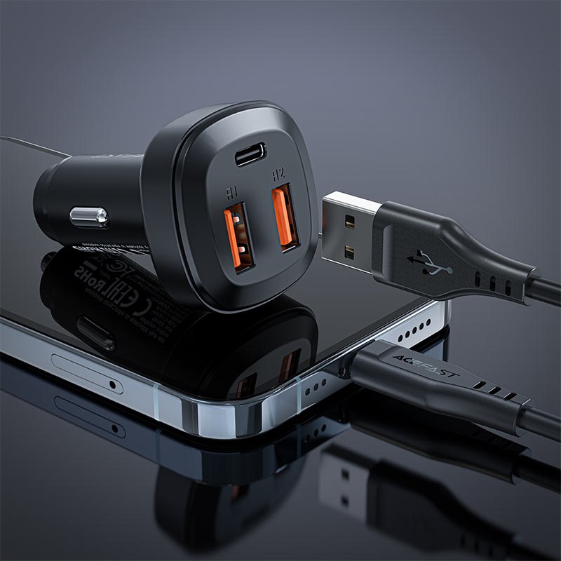 Металлическое автомобильное зарядное устройство B9 66W (2x USB-A + USB-C) – Мощная зарядка для всех устройств одновременно [5]