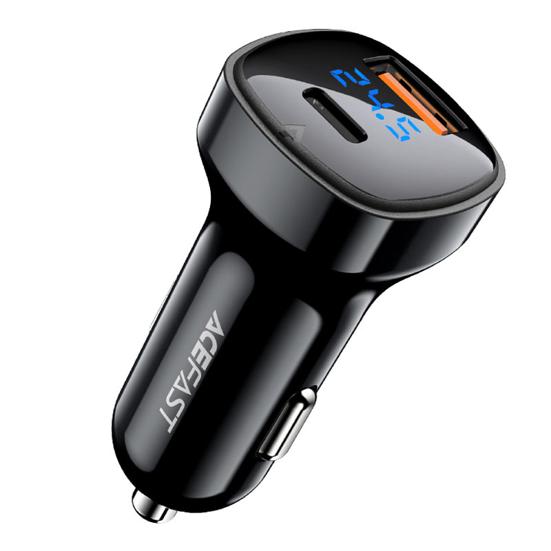 Автомобильное зарядное устройство B4 66W (USB-C + USB-A) с цифровым дисплеем – Быстрая и безопасная зарядка для всех устройств [3]