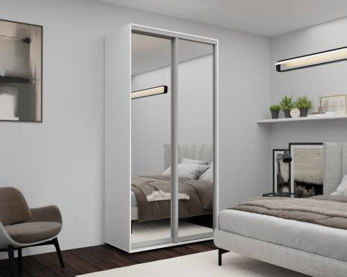 Dulap cu uși glisante Nex Home – Oglindă, Alb 120x60x240 cm – Eleganță și funcționalitate compactă [1]
