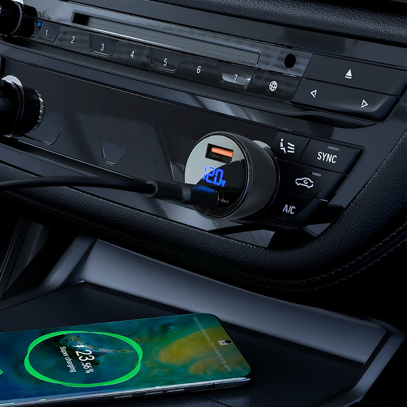 Автомобильное зарядное устройство B7 45W (2x USB-A) – Прозрачный стиль и быстрая зарядка [2]