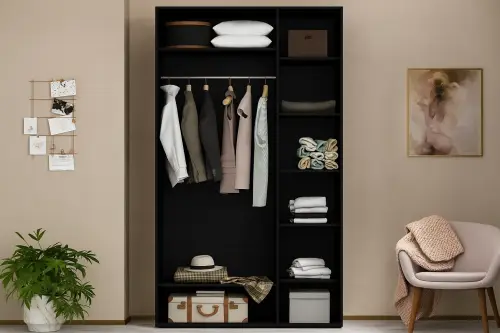 Dulap cu uși glisante Nex Home – Oglindă, Antracit 160x60x220 cm – Eleganță modernă și funcționalitate [2]