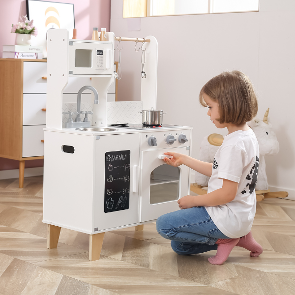 Bucătărie din lemn cu accesorii, lumină și sunet, albă – Viga PolarB [6]