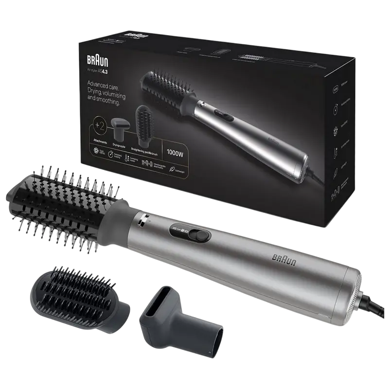 Uscător de păr-perie Braun AS4.3, 1000W, Argintiu [3]