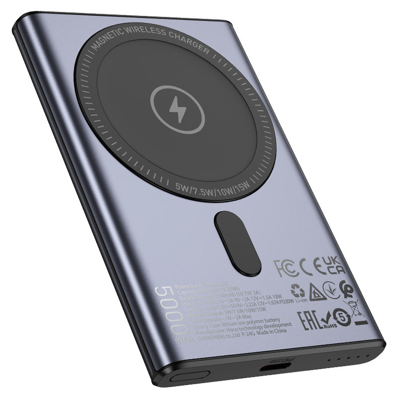 Беспроводной магнитный пауэрбанк Q32 Bird PD20W, 5000mAh, Metal Gray – стиль, мощность и свобода зарядки! [3]