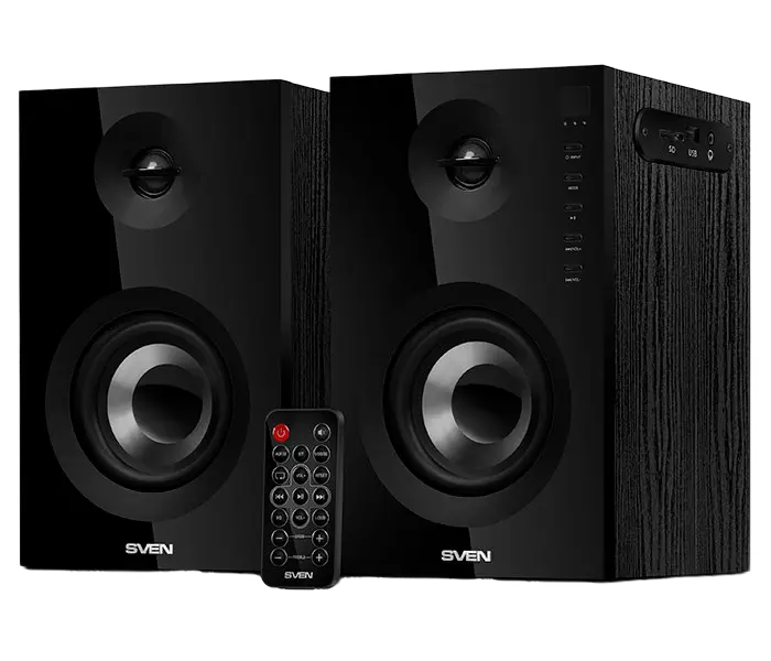 Компьютерные колонки 2.0 SVEN SPS-721 – 50W, Bluetooth, SD-Карта, Пульт ДУ, MDF, Черные [1]