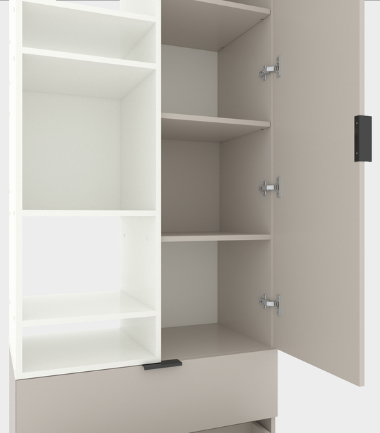 Dulap cu uși batante Nex Home A001L, 800x420x2300 mm, White Snow/Cashmere [4]