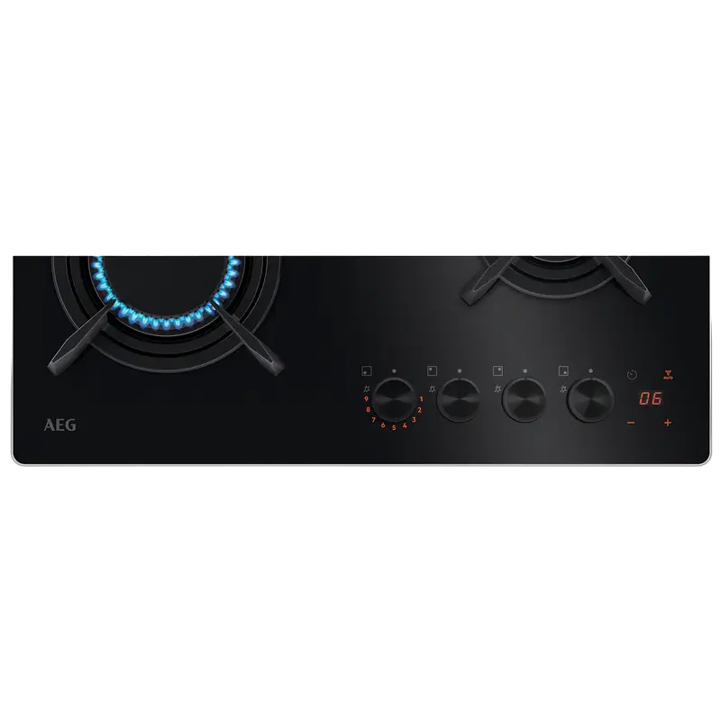 Газовая Варочная Панель AEG HKB64453NB, Черный (Стекло, Wok и 9 Уровней) [2]