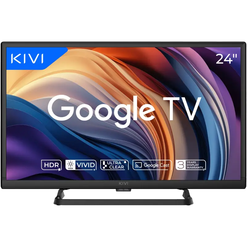 24" LED SMART TV KIVI 24H710QB, 1366x768 HD, Google TV, Чёрный [1]