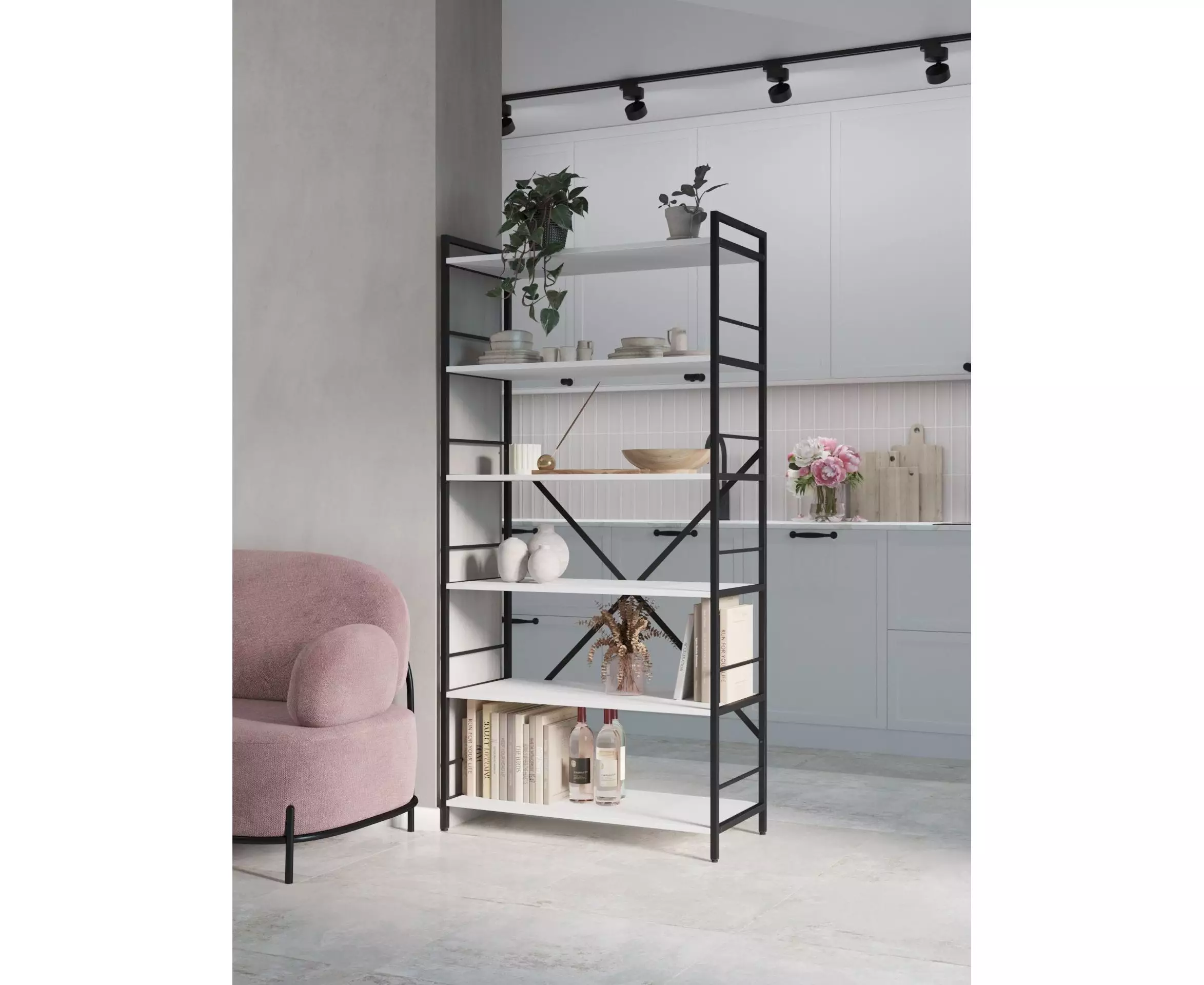 Raft metalic Nex Loft 1100x600x240 mm, 4 rafturi, PAL, Anthracite/White Snow – design modern și funcționalitate înaltă [2]