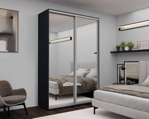Dulap cu uși glisante Nex Home – Oglindă, Antracit 160x60x220 cm – Eleganță modernă și funcționalitate [1]