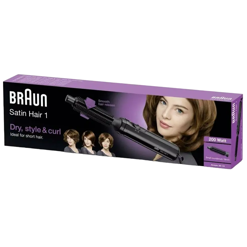 Uscător de păr-perie Braun Satin Hair 1 AS110, 200 W, Alb [3]