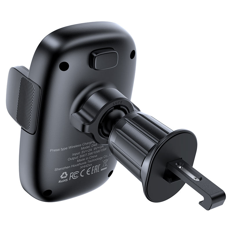 Suport auto wireless D48 cu sistem de prindere prin apăsare pentru aerisire – negru [2]