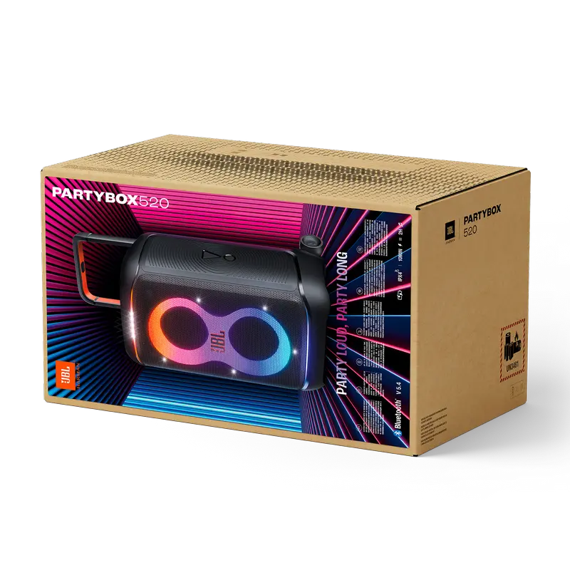 Портативная аудиосистема JBL PartyBox 520 Чёрная – 400 Вт RMS + RGB-подсветка для незабываемых вечеринок! [14]