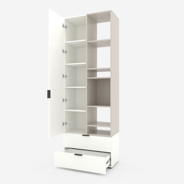 Dulap cu uși batante Nex Home A001R, 800x420x2300 mm, PAL, Cashmere/White Snow – eleganță modernă și spațiu generos [2]