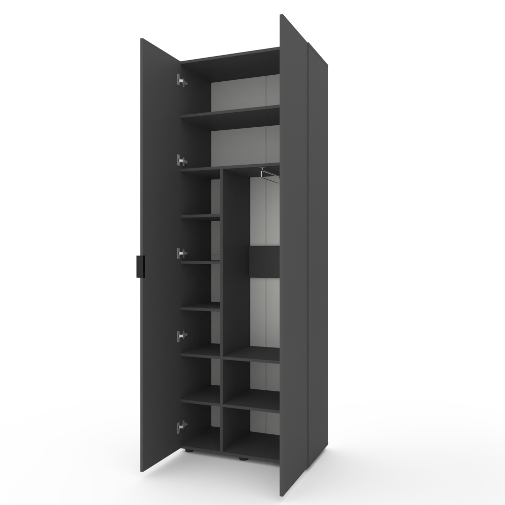 Шкаф распашной Nex Home A007 80×42×230 см Антрацит – Индустриальный стиль и море места для одежды [2]