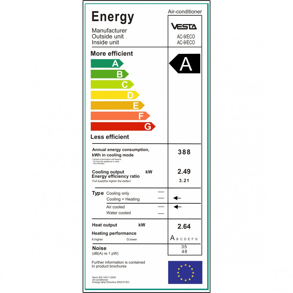 Кондиционер VESTA AC-9/ECO/WiFi – 9000 BTU, Инвертор, Wi-Fi, ECO/SLEEP/SUPER режимы [4]