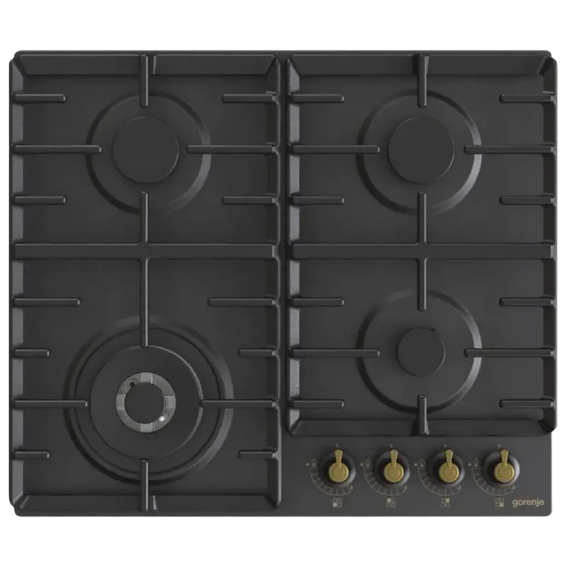 Plită pe Gaz Incorporabilă Gorenje GW 642 CLB, Inox Negru cu Arzător WOK [1]