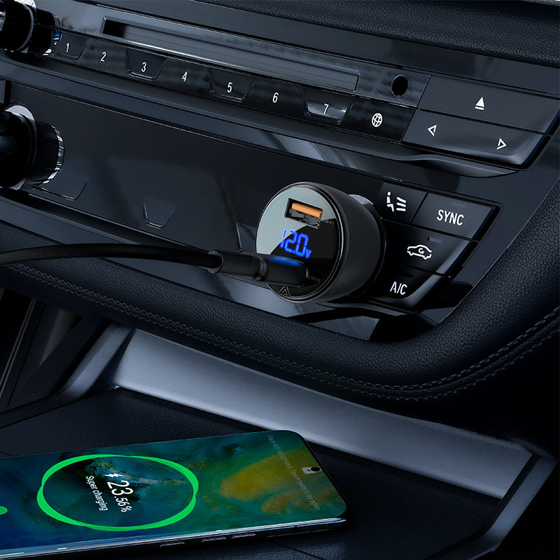Автомобильное зарядное устройство B7 45W (2x USB-A) – Прозрачный стиль и быстрая зарядка [2]
