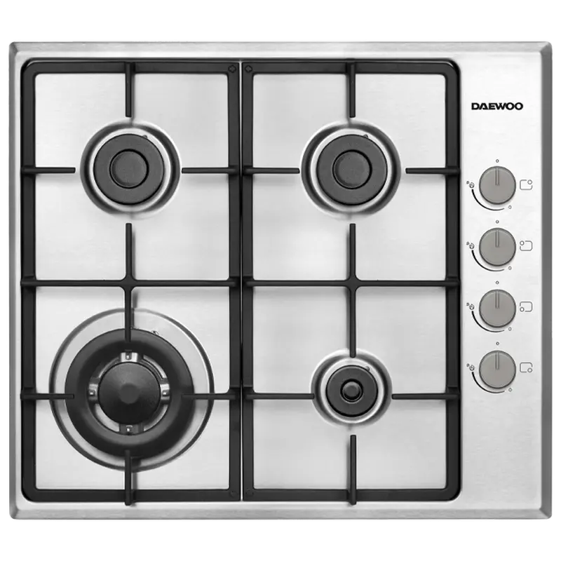 Встраиваемая Газовая Варочная Панель Daewoo BH6GKR41WNL, Нержавеющая Сталь с WOK-Конфоркой [1]