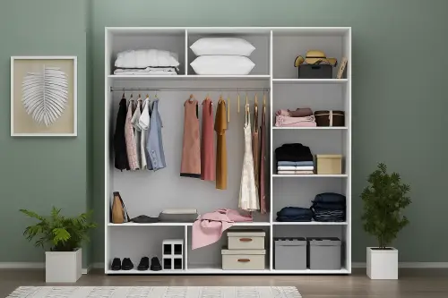 Dulap cu uși glisante Nex Home – PAL, Alb 200x60x240 cm – Spațiu generos și design modern [2]
