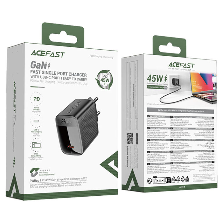 Зарядное устройство A112 PD45W GaN с одним портом USB-C, черное (EU) [5]