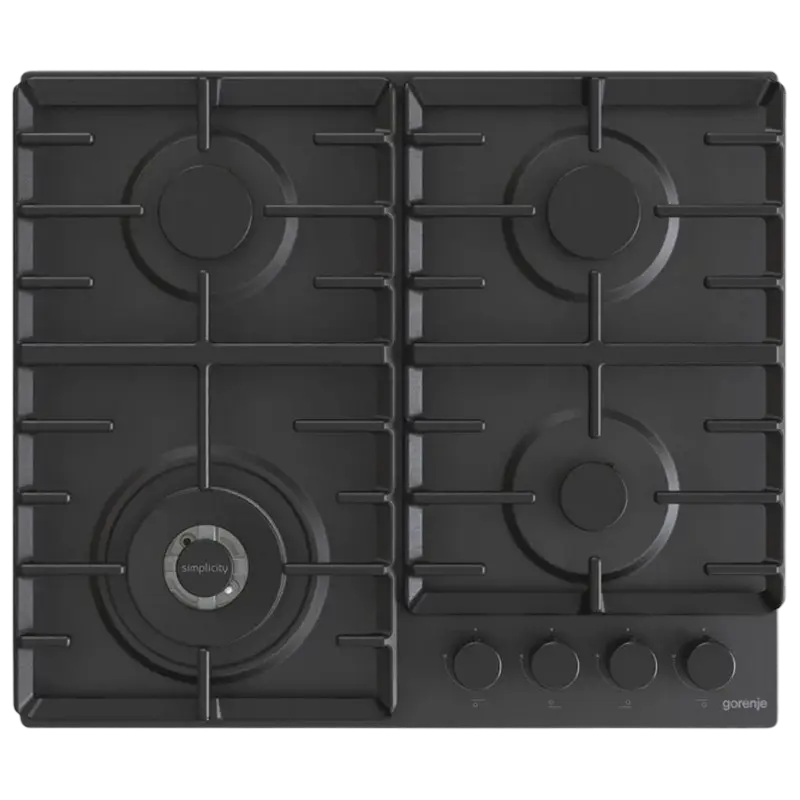 Plită pe Gaz Incorporabilă Gorenje GW 642 SYB, Inox Negru cu Arzător WOK [1]