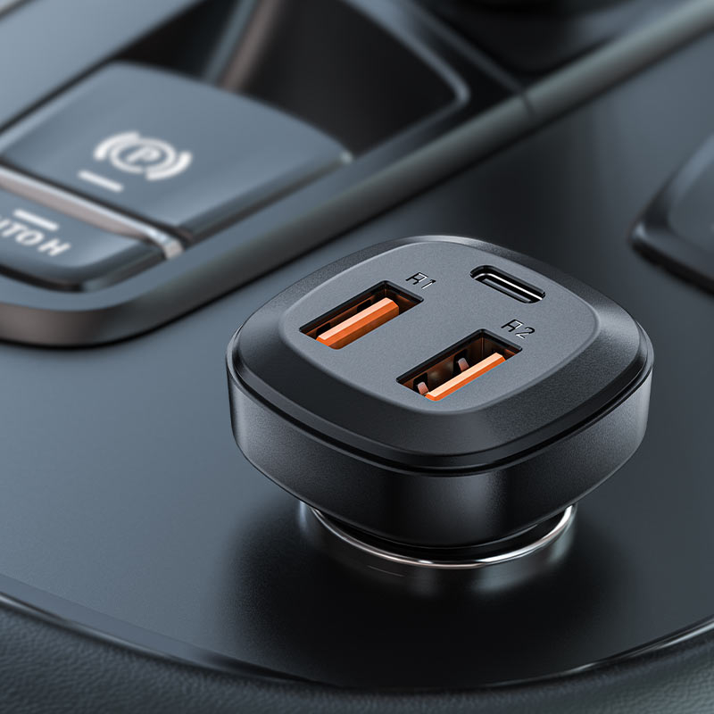 Металлическое автомобильное зарядное устройство B9 66W (2x USB-A + USB-C) – Мощная зарядка для всех устройств одновременно [2]