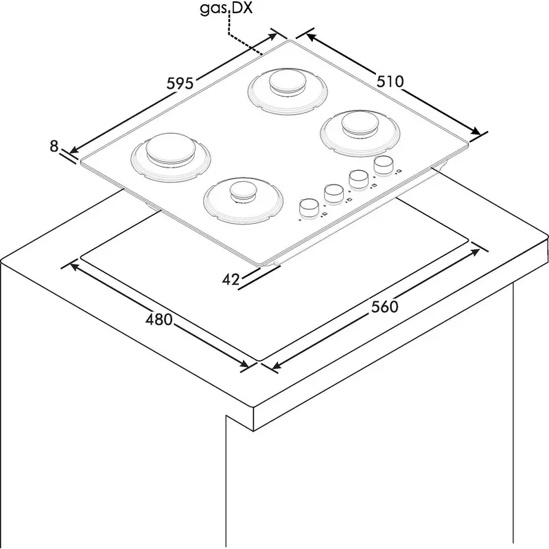 Встраиваемая Газовая Варочная Панель Candy CVG6WW, Белое Стекло с Функцией Поддержания Тепла [2]